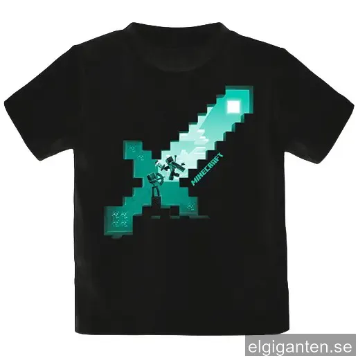 T-shirt barn Minecraft - Diamond Sword svart (7-8 år)