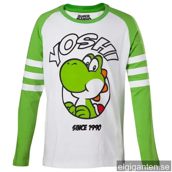 Barn T-Shirt longsleeve Yoshi vit/grön (134/140)