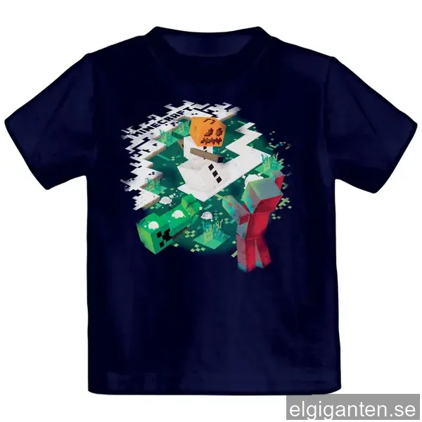 T-shirt barn Minecraft - Snowball Fight svart(7-8 år)