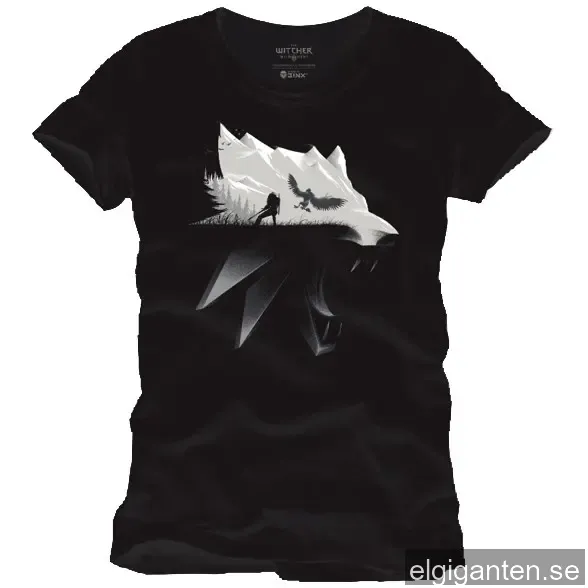 T-shirt The Witcher - Wolf silhouette svart (XL)