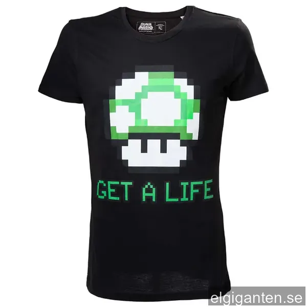 T-shirt Nintendo - Mario Get a Life tema svart (M)