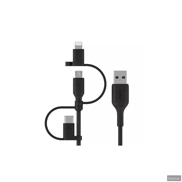 Belkin Boost Charge 3-i-1 microUSB/USB-C/Lightningkabel (svart)