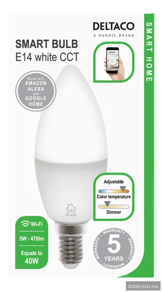 Deltaco E14 smart lampa (vit)