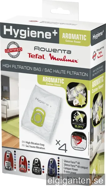 Hygiene+ Aromatic dammsugarpåsar Rowenta, OBH Nordica (4-pack)