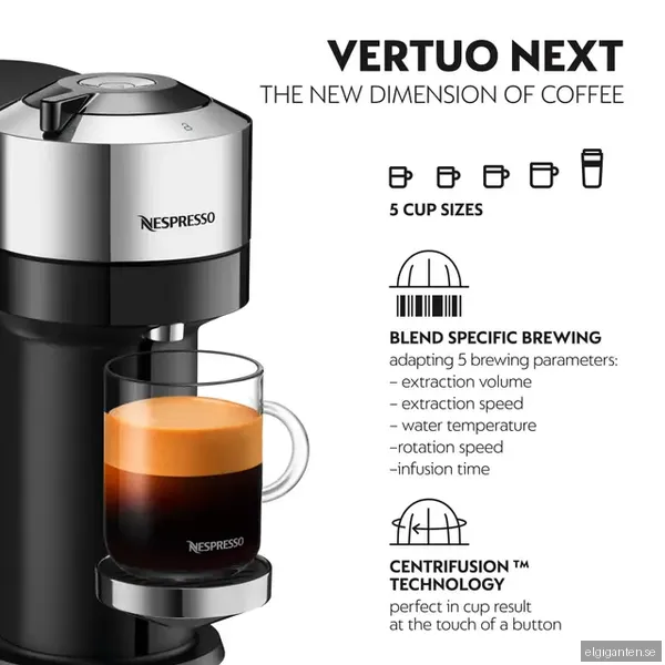NESPRESSO® Vertuo Next kaffemaskin av DeLonghi, Pure Chrome