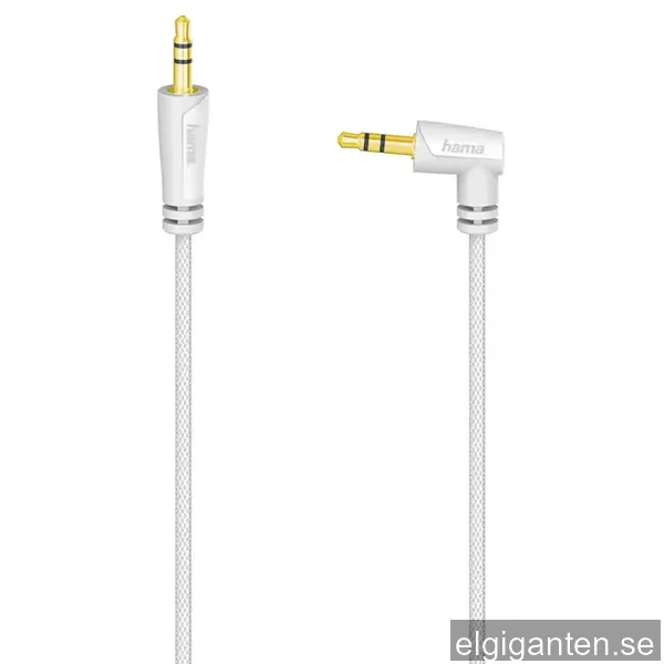 Hama 3.5 mm vinklad AUX-ljudkabel (vit/1 m)