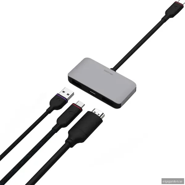 Unisynk USB-C 3 i 1 hubbadapter (grå)