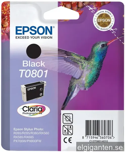 Epson Bläckpatron T0801 Claria Svart