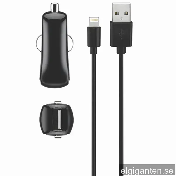 Goji billaddare 2.4A Lightning kabel (svart)