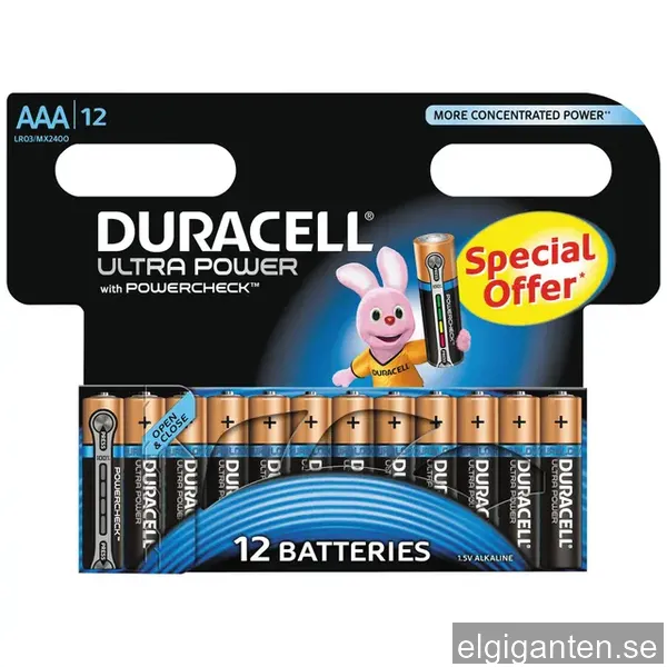 Duracell Ultra Power alkaliska AAA-batterier 12-pack