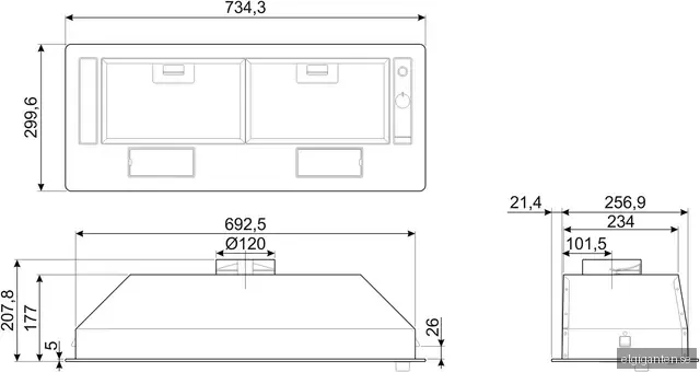 Smeg Serie Universiell Integrerad Köksfläkt KSG70HE (rostfri 73.5cm)