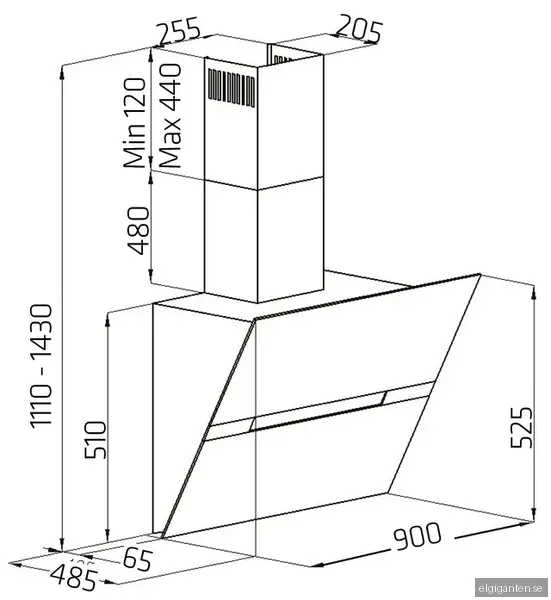 Thermex Vägghängd Köksfläkt 540.23.2098.2 (svart 90cm)