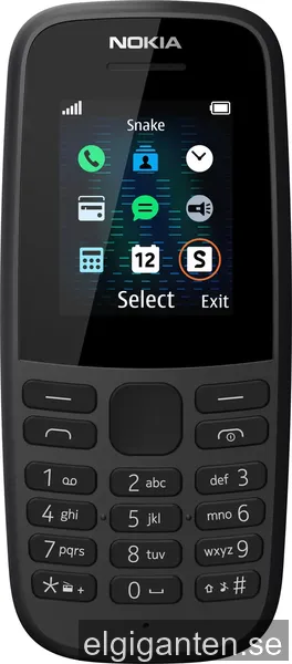 Nokia 105 mobiltelefon (svart) - Enbart 2G