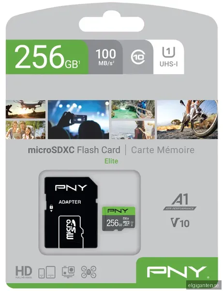 PNY Elite Micro SD V10 minneskort 256 GB