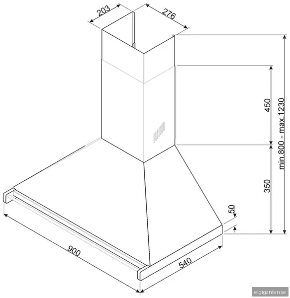 Smeg Serie Classic Vägghängd Köksfläkt KD90HNE (rostfri)