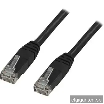 Nätverkskabel oskärmad Cat.5e, RJ45, 10 meter - Svart