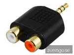 Adapter Y-split 3,5 mm hane till 2xRCA hona