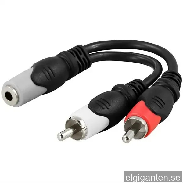 Deltaco 3,5mm ho till 2xRCA ha 0,1m Svart