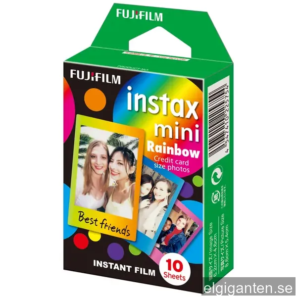 Fujifilm Instax Mini film - regnbågsfärgad ram (10 ark/fp)