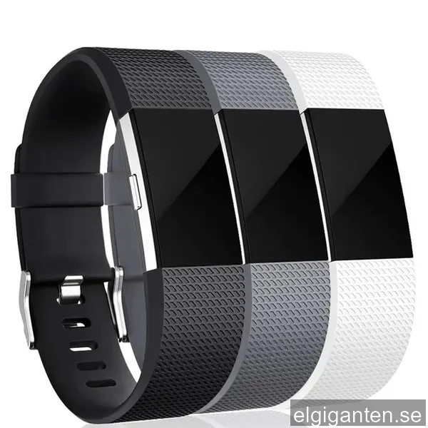 Fitbit Charge 2 armband silikon 3-pack (S) Svart/Grå/Vit
