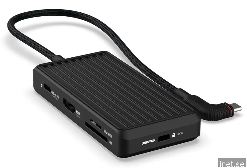 Unisynk 8-Port USB-C hubb (svart)