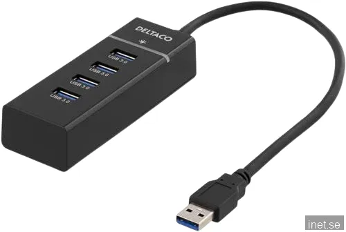 DELTACO USB 3.0 Hubb USB-A ha -> 4xUSB-A, svart
