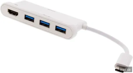 DELTACO USB-C Hubb 1x HDMI 3xUSB-A, Vit