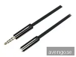 Förlängningsljudkabel Deltaco 4-pin hane-hona 3,5 mm, 1 meter - Svart