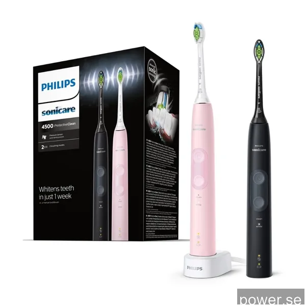 Philips Sonicare ProtectiveClean 4300 eltandborste i tvåpack, rosa/svart