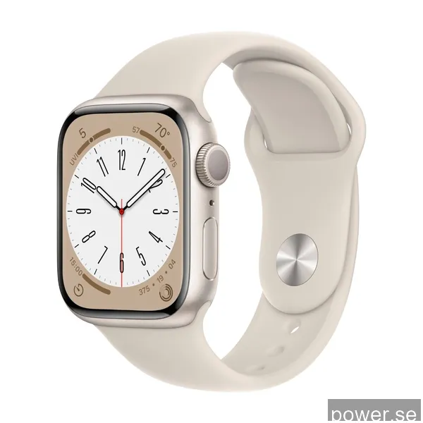 Apple Watch Series 8 GPS 41 mm Stjärnglans aluminiumboett med Stjärnglans sportband - regular