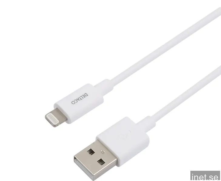DELTACO - Lightning-kabel USB hane till Lightning hane - 2 m - vit