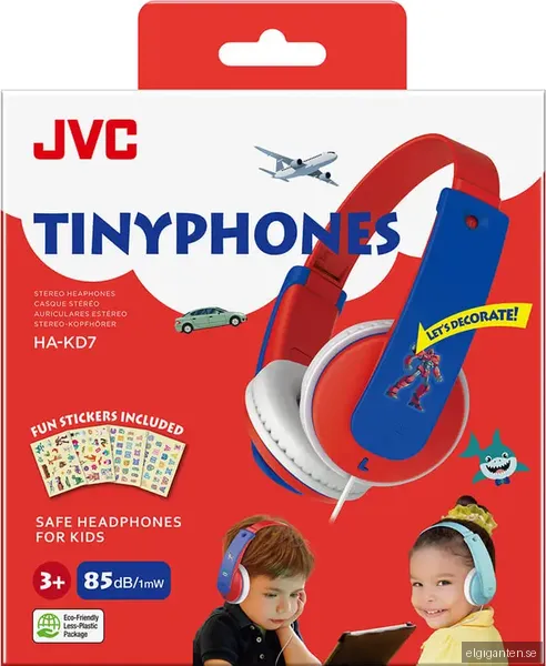 JVC Kids KD7 85dB on-ear hörlurar (röd)