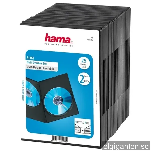 Hama DVD-box Slim Dubbel Svart 25-pack