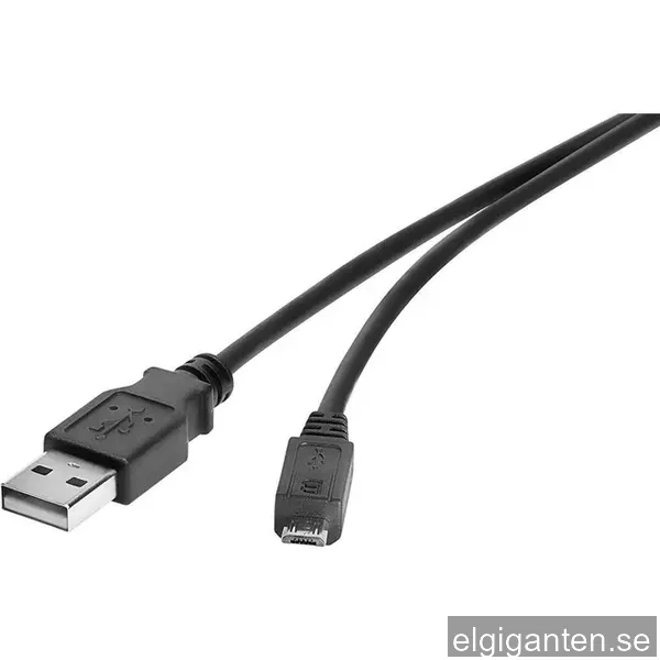 Renkforce RF-4463076 kabel 2.0 A, USB-Micro-B-kontakt 30,00 cm svart guldpläterad kontakt