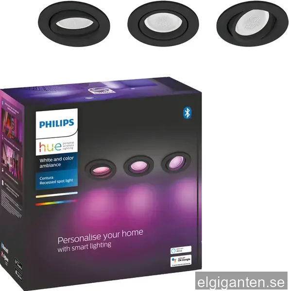 Philips Hue Centura svart infälld spotlight 3x5.7