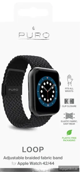Puro Apple Watch 44-49mm Loop klockarmband (svart)
