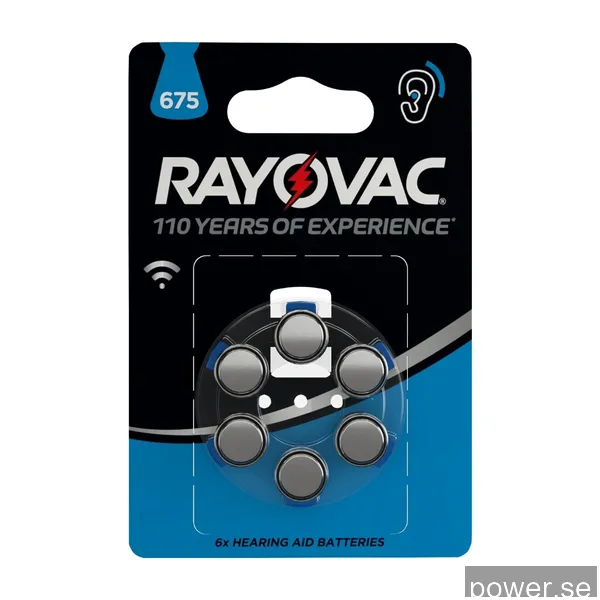 Varta Rayovac 675 hörapparatsbatterier, 6 st