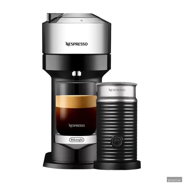 NESPRESSO VERTUO NEXT KAPSELMASKIN BY DELONGHI BUNDLE, PURE CHROME