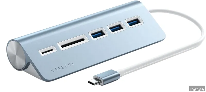 Satechi USB-C Aluminium USB-hubb & Minneskortläsare Blå