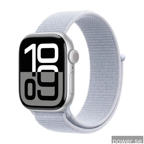 Apple Watch Series 10 GPS + Cell 42 mm silver alum, dimblå sportloop