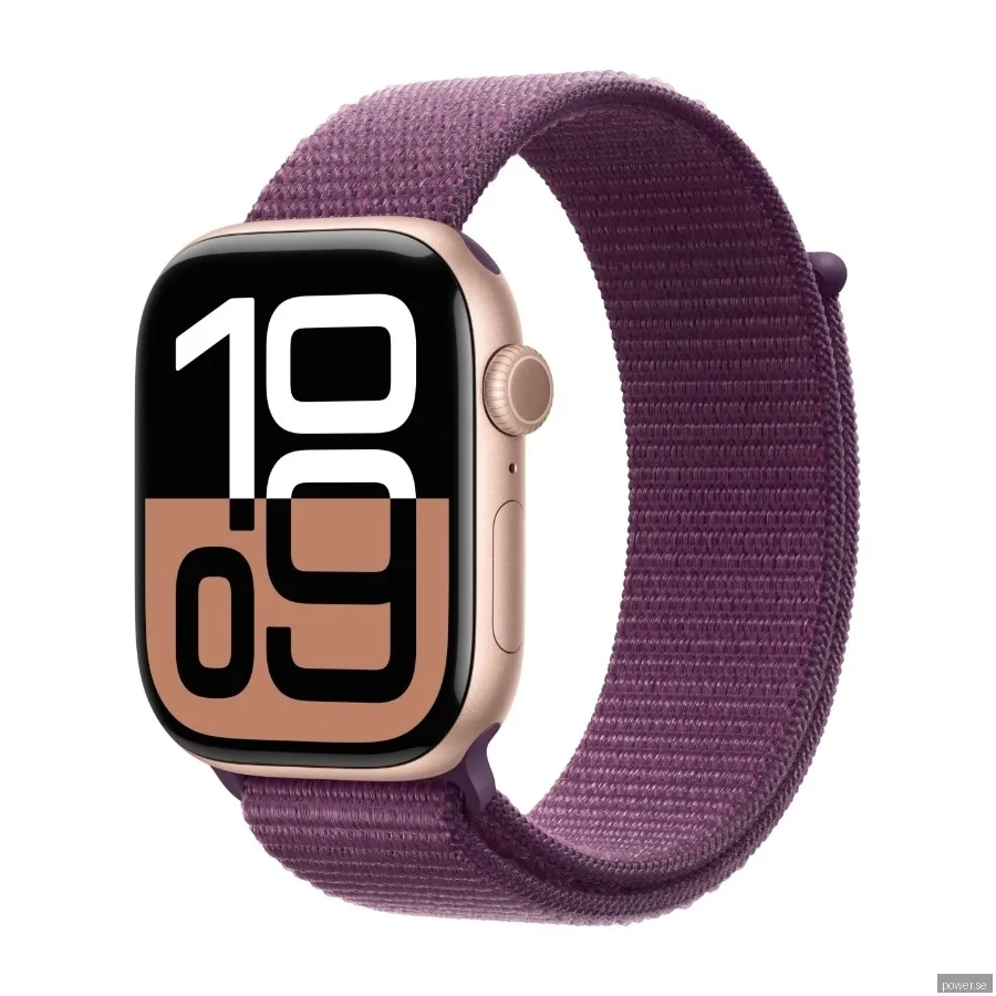 Apple Watch Series 10 GPS + Cell 46 mm roséguld alum, plommon sportloop