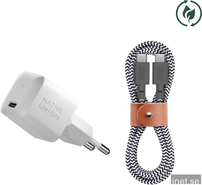 Native Union Väggladdare GaN 30W ink Laddkabel Vit