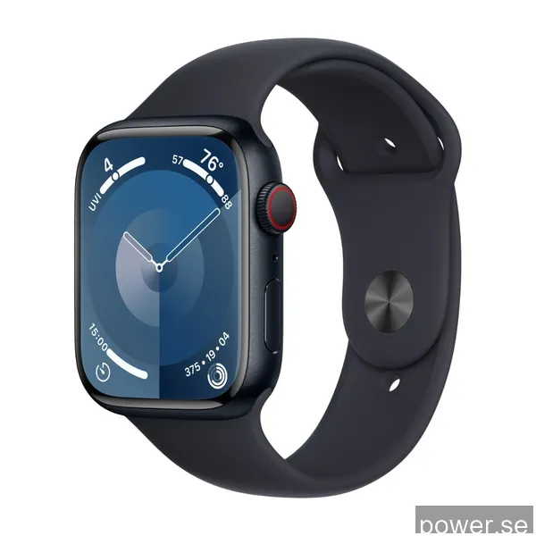 Apple Watch Series 9 GPS + Cellular 45 mm, Midnatt aluminiumboett med, Midnatt sportband - S/M