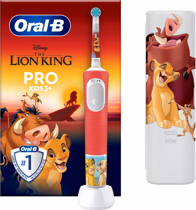 Oral-B eltandborste Vitality Pro Kids Lejonkungen Resefodral
