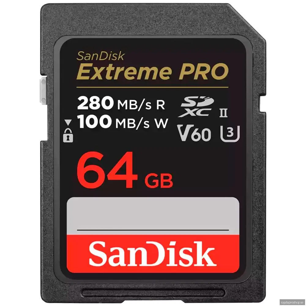 SanDisk Extreme Pro SDXC 64GB V60 280MB/s UHS-II -minneskort