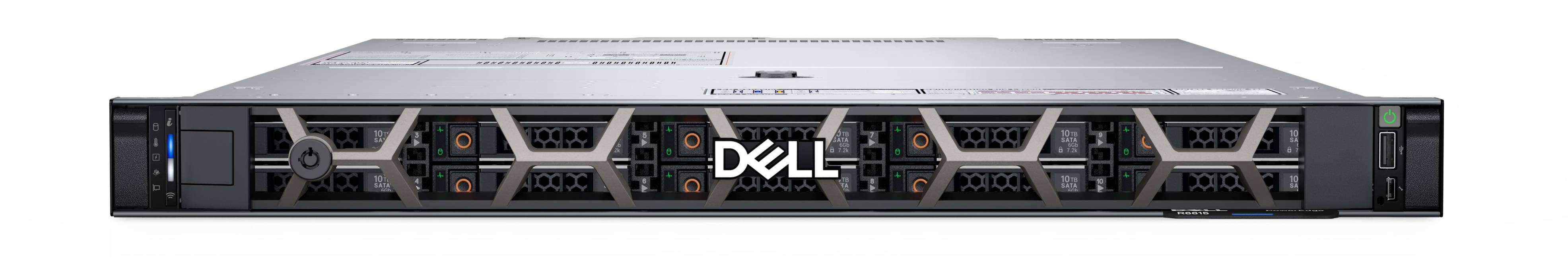 Dell PowerEdge R6615, AMD EPYC 9224 24-Core, 2x16 GB RAM, 480 GB SSD, 4x2.5" Hot-Swap, rackmonterad 1U, PERC H355, 2x700W, 3 års på-platsen-garanti