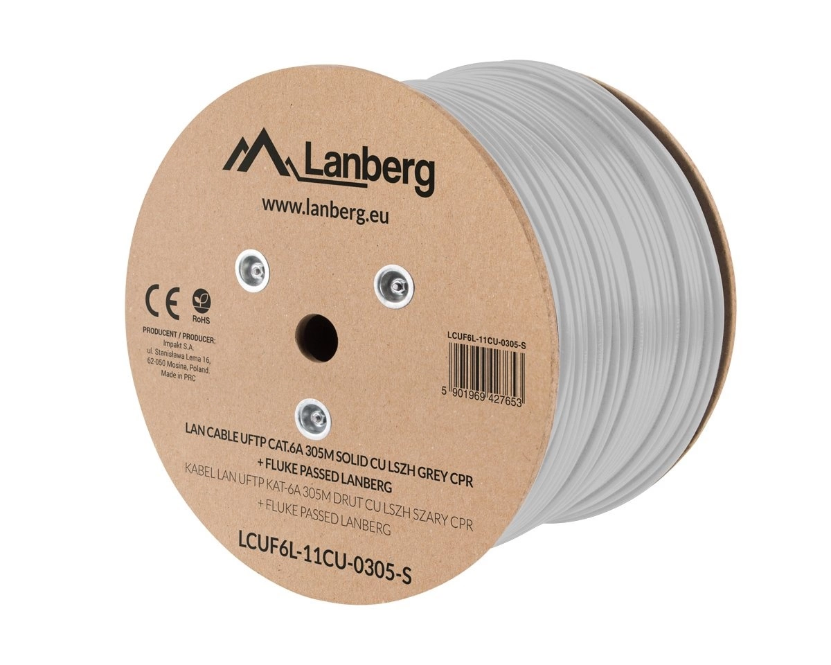 Lanberg bulk cable - 305 m - pantone cool grey 5C - Grå - 305m