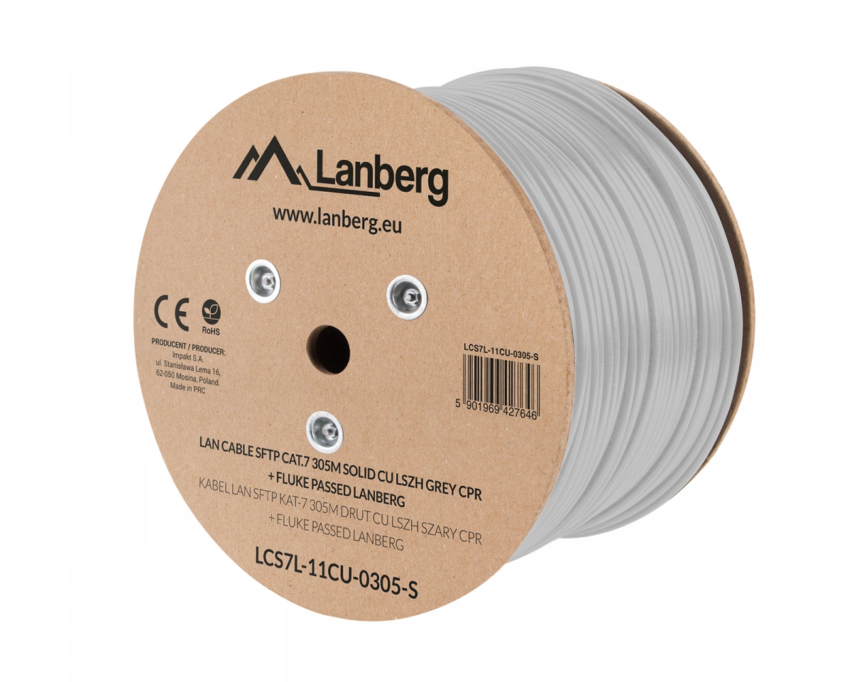 Lanberg bulk cable - 305 m - pantone cool grey 5C - Grå