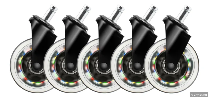 Deltaco Gaming RGB Hjul till Gamingstol, Rörelseaktiverade RGB LEDs - 5-pack