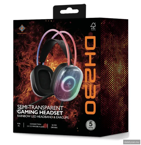 Deltaco Gaming DH230 Semi-transparant RGB Gamingheadset - Svart